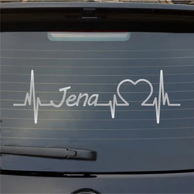 Produktbild von Heckscheibenaufkleber JENA Herzschlag Puls Stadt Liebe 55x18 cm Silber Auto Aufkleber Sticker