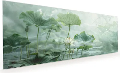 Produktbild von Küchenrückwand Spritzschutz Glas mit Motiv Lotusteich 40 x 40 cm