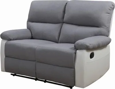 Image de Canapé relax "Lincoln" - 147 x 89 x 103 cm - 2 places - Blanc / gris clair