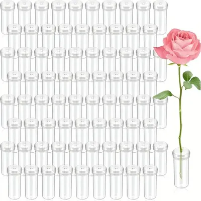 Produktbild von Blumenröhrchen, 100 Stück für Orchideen, Rote Palmen und andere Blumenpflege, Blumenröhrchen aus Kunststoff, Reagenzglas für Nährstoffe, Blumen und Floristik Zubehör