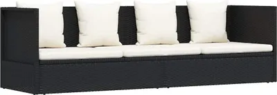 Produktbild von vidaXL Garten-Sofabett mit Kissen Poly Rattan Schwarz