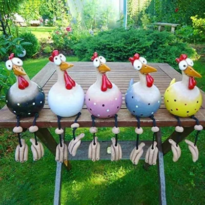 Produktbild von Dekorativer Hahn aus Harz und Keramik - 28 cm - Gartendekoration - Gartendekoration - Wetterfeste Statuette
