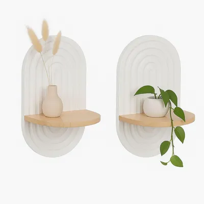 Zdjęcie produktu dla Półki ścienne w stylu boho, zestaw 2 szt. - wiszący wzór tęczy