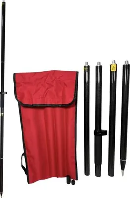 Produktbild von GPS-Karbon-Antennenstäb 2,00m  faltbar, 4-teilig, superleicht, mit Libelle & 5/8"-Gewinde, Carbon-Vermessungsstange, GNSS Stäb