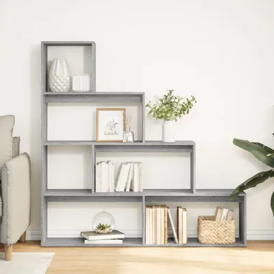 Produktbild von "2026 Aktion" Raumteiler-Bücherregal 4 Stufen Grau Sonoma 143,5x29x143,5 cm - DEMöbel5207220