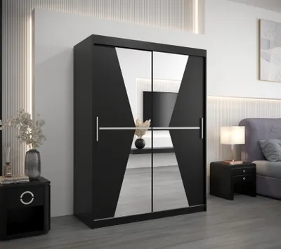 Produktbild von Kleiderschrank mit Spiegeln MILANA – Breite 150 cm, schwarz