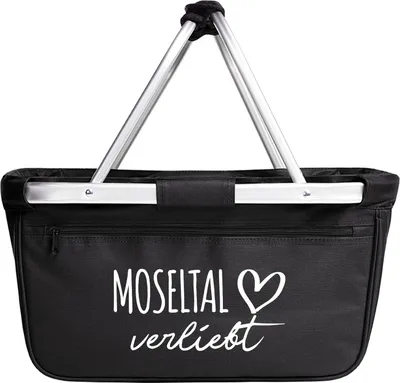 Produktbild von Huuraa Einkaufskorb Moseltal verliebt 20 Liter Black faltbarer Tragekorb Geschenkidee
