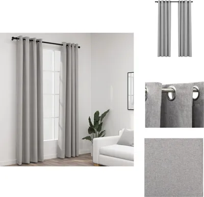 Zdjęcie produktu dla vidaXL Zasłony zaciemniające lniane oczka 2 szt. Szare 140x225 cm - Zasłony i firany