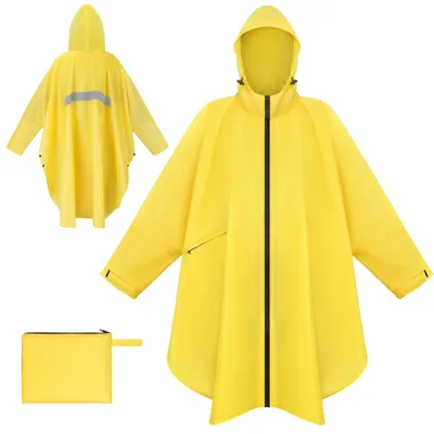 Immagine prodotto di Omgoods - Impermeabile poncho antipioggia per adulti - Giacca antipioggia leggera con zip e cappuccio