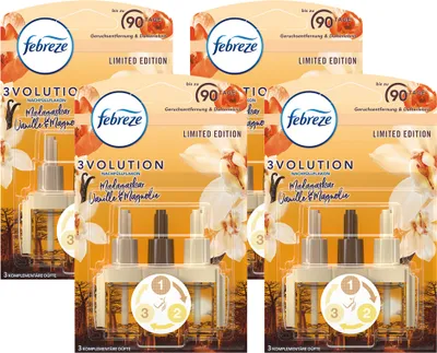 Produktbild von 4x Febreze 3Volution Nachfüllflakon für Duftstecker, Madagaskar Vanille-Magnolie