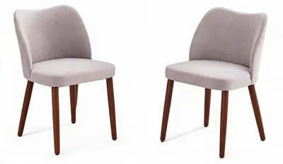 Produktbild von Esszimmerstuhl 2er Set 48x51x75 cm Polsterstuhl Holzbeine Leinen Grau