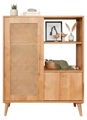 Produktbild von Kommode Astrion, Wohnzimmerbuffet, Wohnzimmer-Sideboard, Moderne Küchen-Speisekammer, 90x40h110 cm, Eiche