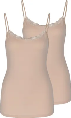 Produktbild von Nina von C. 2er Pack Cosy Spaghetti Top Spitze am Dekolleté , Weich, anschmiegsam und hautfreundlich, Ressourcenschonendes Material