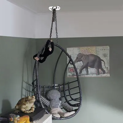 Zdjęcie produktu dla Uchwyty zabezpieczające ze stali nierdzewnej – do foteli wiszących, foteli bujanych, hamaków, worków bokserskich – do użytku wewnątrz i na zewnątrz, zestaw 2 sztuki