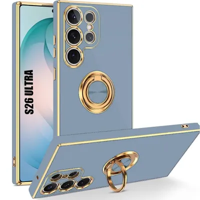 Image de Coque pour Samsung Galaxy S26 Ultra, Protection Silicone Légère Slim avec Anneau Rotatif 360 - Bleu
