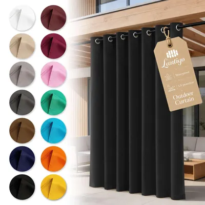 Produktbild von Lantigo Outdoor Vorhang Schwarz 155x250 cm Blickdicht Wasserdicht mit Ösen