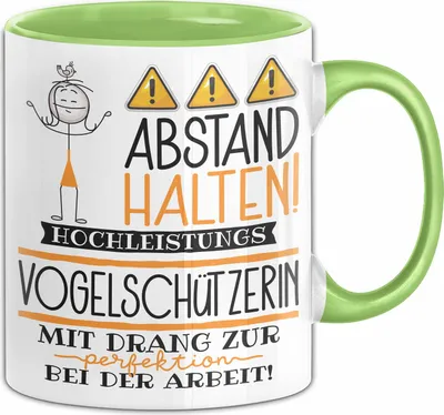 Produktbild von Vogelschützerin Tasse Geschenk Lustig Abstand Halten Hochleistungs-Vogelschützerin Mit Drang Zur Perfektion Bei Der Arbeit (Grün)