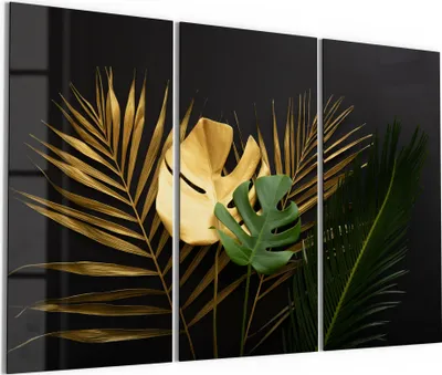 Produktbild von DEQORI Glasbild Echtglas 3x50x100 cm 'Exotische Palmenwedel' Wandbilder XXL groß