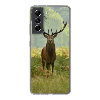 Produktbild von MuchoWow® Handyhülle Schutzhülle Hülle für Samsung Galaxy S21 FE Rothirsch - Natur - Grün Silikon Softcase Handy Hülle - Mobiltelefonhülle