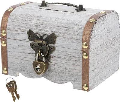 Imagen del producto de Caja con cerradura, de madera, de 14,5 x 10 x 9,5 cm, para objetos de valor
