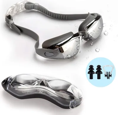 Produktbild von Schwimmbrille, auslaufsicher, beschlagfrei, UV-Schutz, Triathlon-Schwimmbrille mit Nasenclip