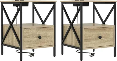 Obrázok produktu pre Nočný stolík so zásuvkou 2 pcs Sonoma dub 41,5 x 40,5 x 55 cm