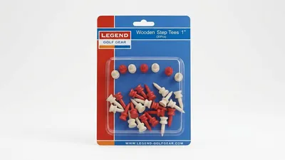 Produktbild von Legend Golf Step Holz Tees 1 Inch 30 Stück Farbe: Rot und Weiss Holz