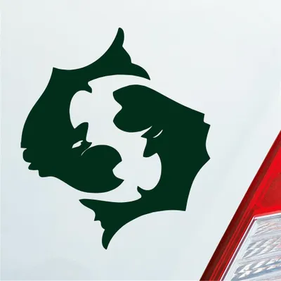 Produktbild von Auto Aufkleber Sternzeichen Fisch KFZ Roller 8,5x10 cm Dunkelgrün Sticker Heckscheibenaufkleber