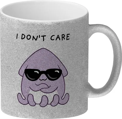 Produktbild von Jelly & Friends Tintenfisch Glitzer-Kaffeebecher mit Spruch I don‘t care