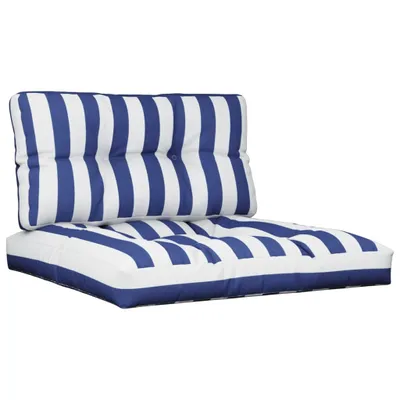 Immagine prodotto di vidaXL Cuscino Pallet 2 pezzi in tessuto a righe bianche e blu