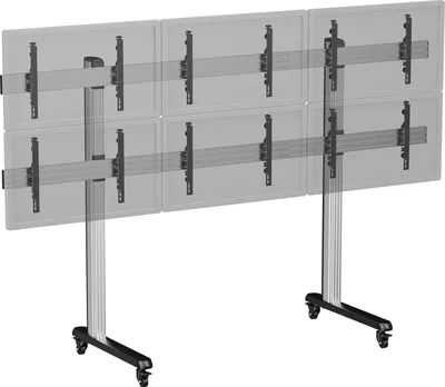 Image de Support TV sur pieds - 6 écrans 45''-50'' - Hauteur 180 cm - A roulettes