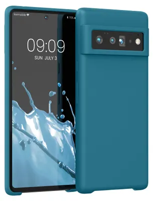 Produktbild von kwmobile Handyhülle für Google Pixel 6 Pro Hülle - Case Silikon - Kabelloses Laden - Schutzhülle Cover in Petrol matt