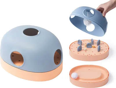 Produktbild von Interaktives 3-in-1-Katzenspielzeug – Futterlabyrinth – Fütterungspuzzle – Blau/Rosa