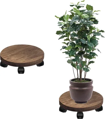 Produktbild von Houten Rollstandaard mit Rädern - Dekorative Blumenständer für Blumenvasen - 30 cm