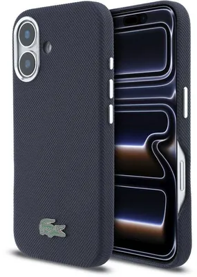 Immagine prodotto di Custodia Lacoste con cover posteriore - iPhone 16 - Blu navy - Compatibile con MagSafe