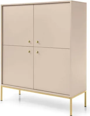 Produktbild von FURNLUX Sideboard Mono Beige Und Gold 104cm / Hauptfarbe: Beige / Abmessungen: 104 x 39 x 126 cm