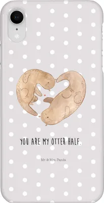 Produktbild von Mr. & Mrs. Panda Iphone XR Handyhülle Otter Herz - Grau Pastell - Geschenk, Hochzeitstag, Handy Case, Liebe, Premium Kunststoff, Paar