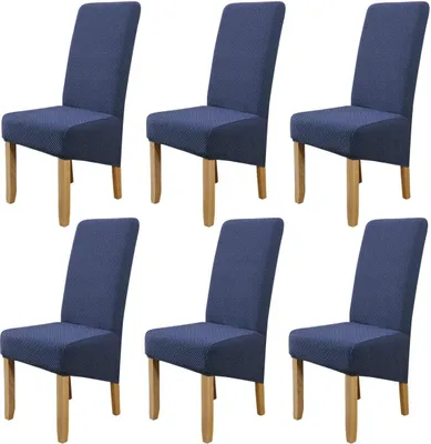 Obrázek produktu pro 6 kusů krytů židlí Stretch Elastan kryt židle pro jídelnu Hotel Banquet (tmavě modrá)