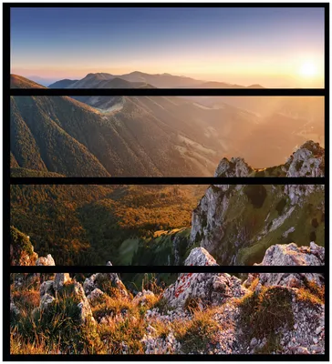 Produktbild von Wallario Möbelfolie / Aufkleber, geeignet für Ikea Malm Kommode mit 4 Schubfächern - Berglandschaft mit Sonnenuntergang in der Slowakei