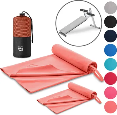 Immagine prodotto di Set di 2 asciugamani fitness Blumtal - asciugamano sportivo in microfibra 180x90cm + asciugamano in microfibra 80x40cm - Asciugamano da palestra/asciugamano in microfibra - rosso