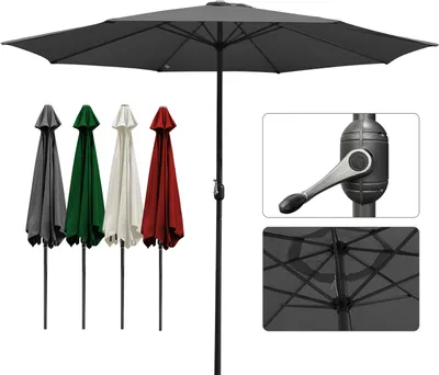 Zdjęcie produktu dla Parasol ogrodowy Clanmacy Ø3,5 m, filtr UV40+, zasilany energią słoneczną, 4 kolory, szary