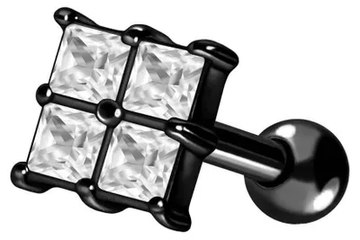 Produktbild von Ohrpiercing Titan Ohrpiercing EINGEFASSTES KRISTALLQUADRAT