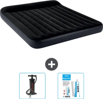 Produktbild von Intex Luftbett - 2 Personen - 183 x 203 x 25 cm - Dunkelblau - Im Lieferumfang enthalten Pumpe en Reperaturset