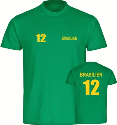 Produktbild von multifanshop Kinder T-Shirt - Brasilien - Trikot Nummer 12, grün, Größe 164