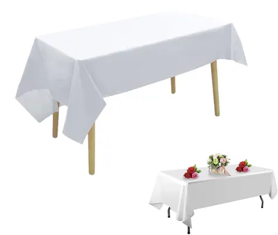 Rechteckige Tischdecke aus Polyester, Weiß, 152x260 cm