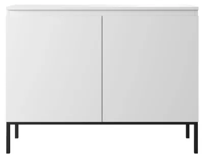 Kommode 2 Türen 77x100 cm weiß mit schwarzen Beinen