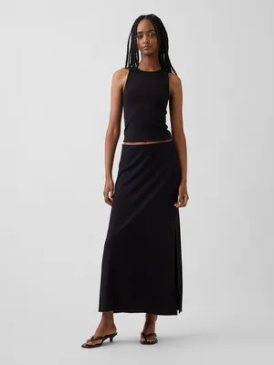 Produktbild von GAP Damen Maxirock Schwarz Größe S A-Linie mit Schlitz, elastischer Bund