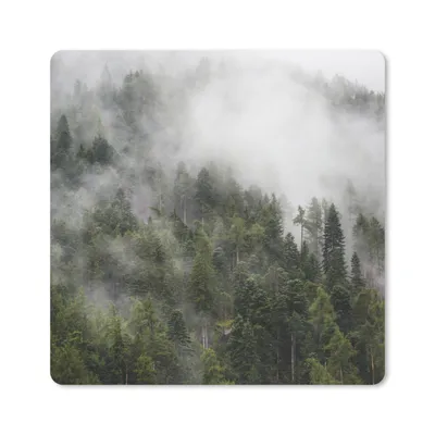 Produktbild von MuchoWow® Mauspad Mousepad Wald - Nebel - Berg 20x20 cm - Mousepads - Maus Mat - Pad - Mausunterlage - Desk Mat - Bureauartikeln