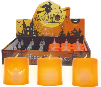 Produktbild von Halloween Flackerndes Kerzenlicht Gruselig Kürbis Dekoration Stimmung Orange Ambiente Feier, Farbe: Schwarz