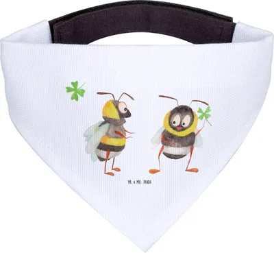 Produktbild von Mr. & Mrs. Panda Hund Halstuch Hummeln Kleeblatt - Weiß - Geschenk, Tuch, Spruch Fröhlich, Hummel, Positiv, Lustige Sprüche, Hunde-Halstuch, Hunde, Biene, glücklich sein